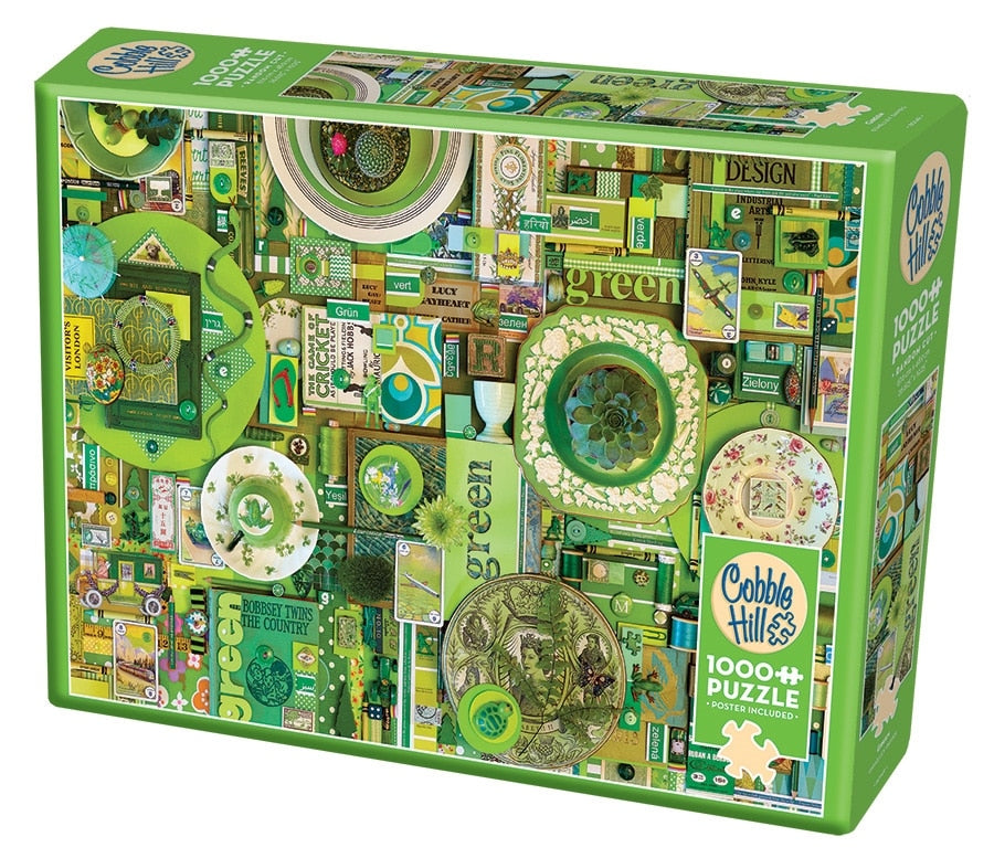 Green 1000 piece puzzle with poster Cobble Hill image 0